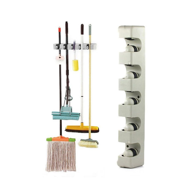 5 pcs Utility Mop Broom Hooks Holder Clip Wall Mounted Brush Handle Hanger Rack 
